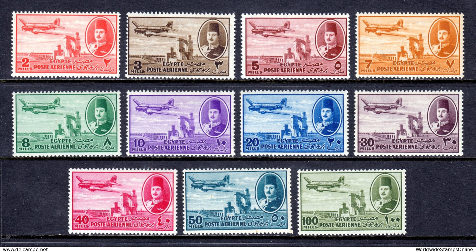 Egypt - Scott #C39//C49 - MH - Short Set, 11 Of 12 Values - SCV $13 - Luftpost