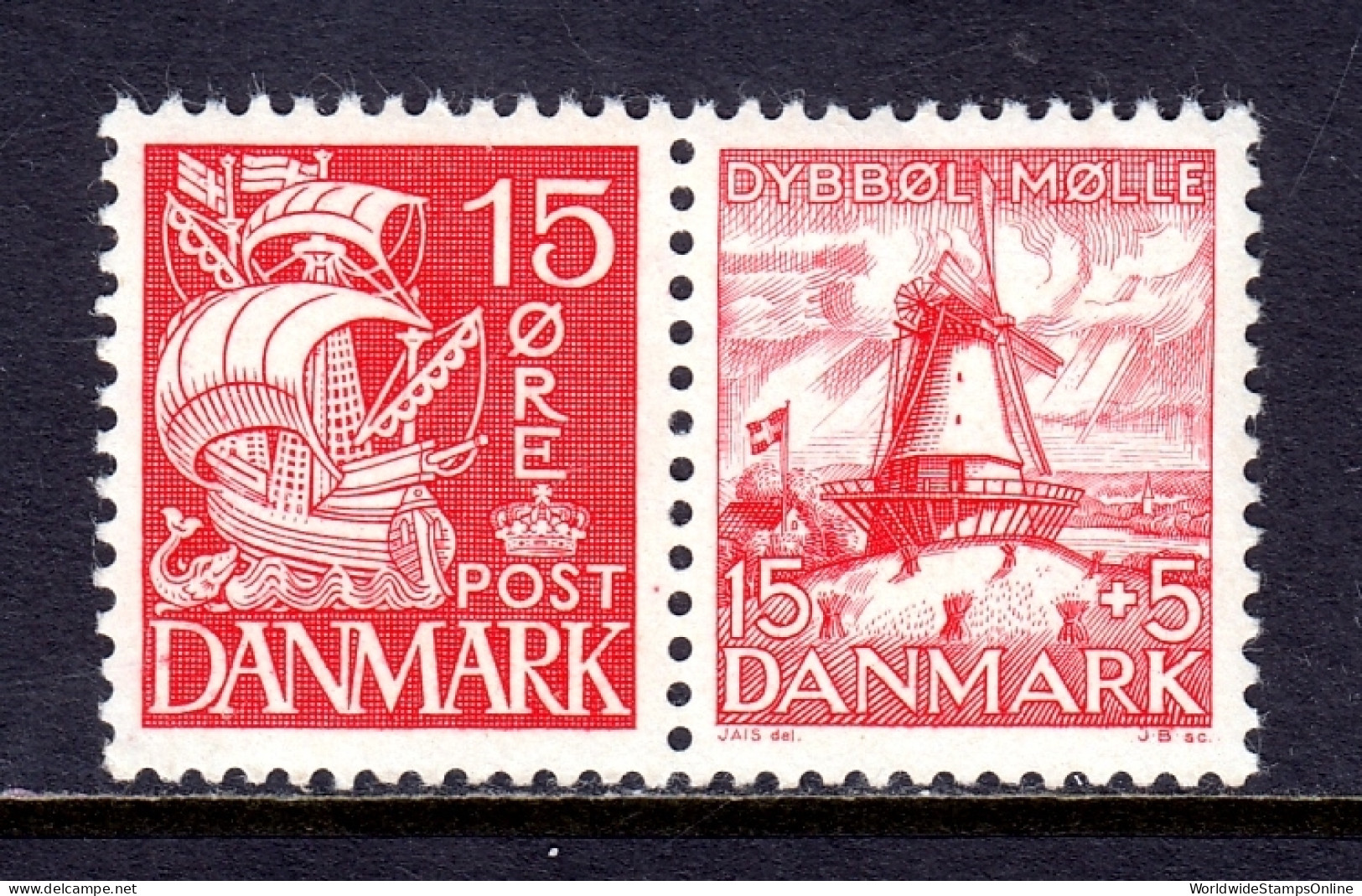 Denmark - Scott #238A, B8 - Se-tenant Pair - MNH - SCV $14 - Unused Stamps