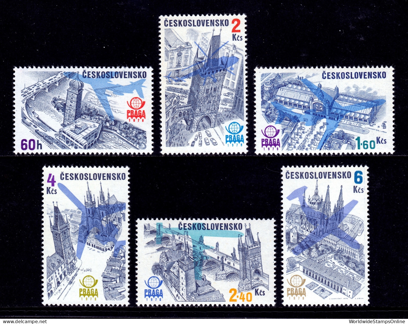 Czechoslovakia - Scott #C83-C88 - MNH - SCV $4.05 - Luftpost