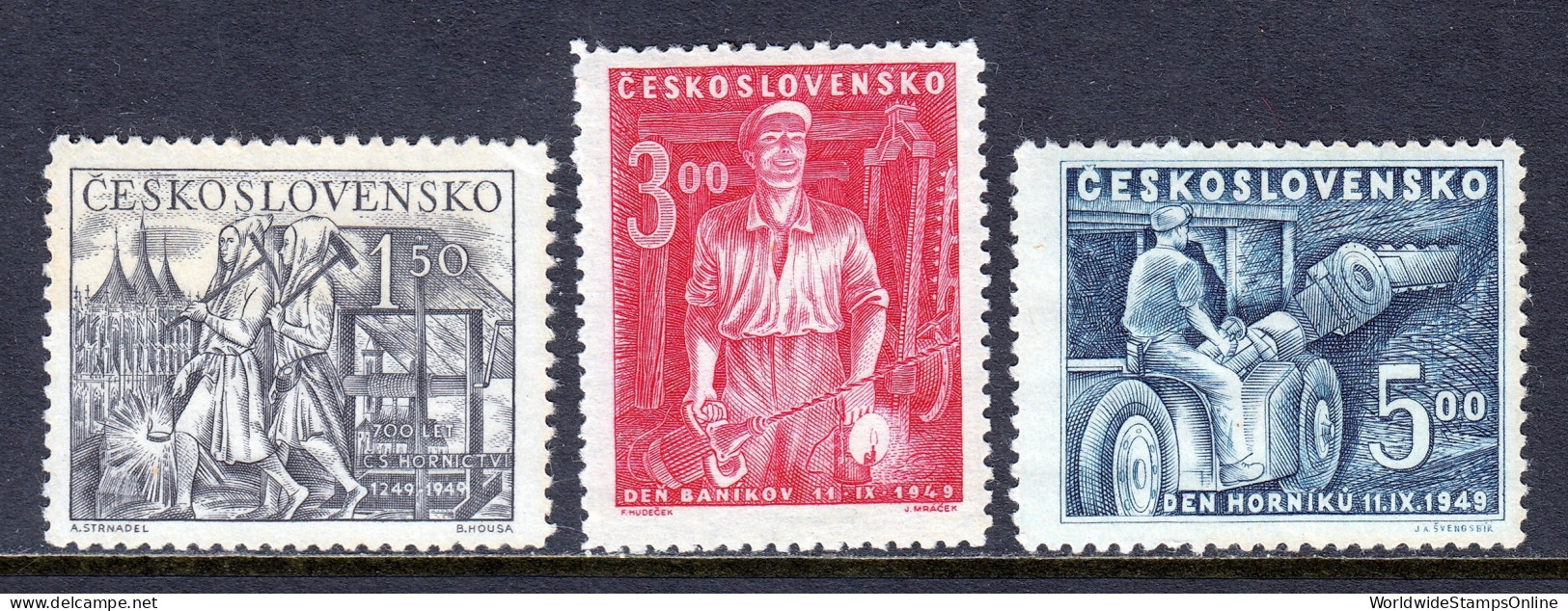 Czechoslovakia - Scott #394-396 - MNH - SCV $13 - Unused Stamps