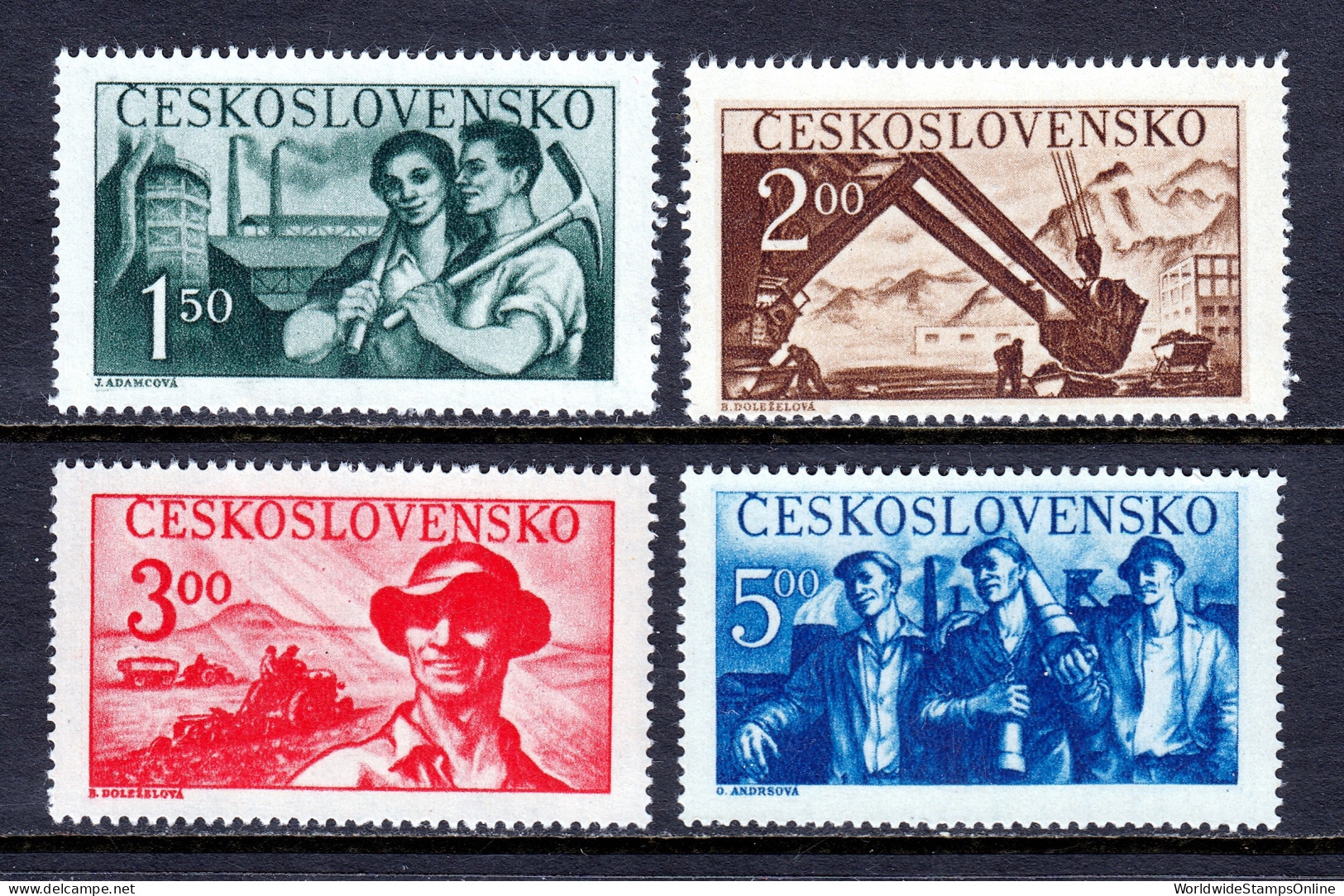 Czechoslovakia - Scott #410-413 - MNH - Gum Bumps #412 - SCV $6.50 - Unused Stamps
