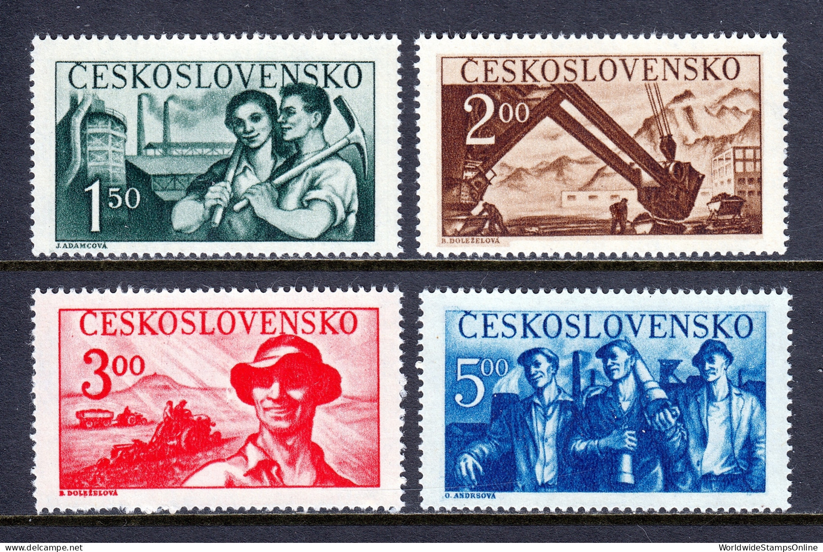 Czechoslovakia - Scott #410-413 - MNH - Gum Bump #410 - SCV $6.50 - Unused Stamps