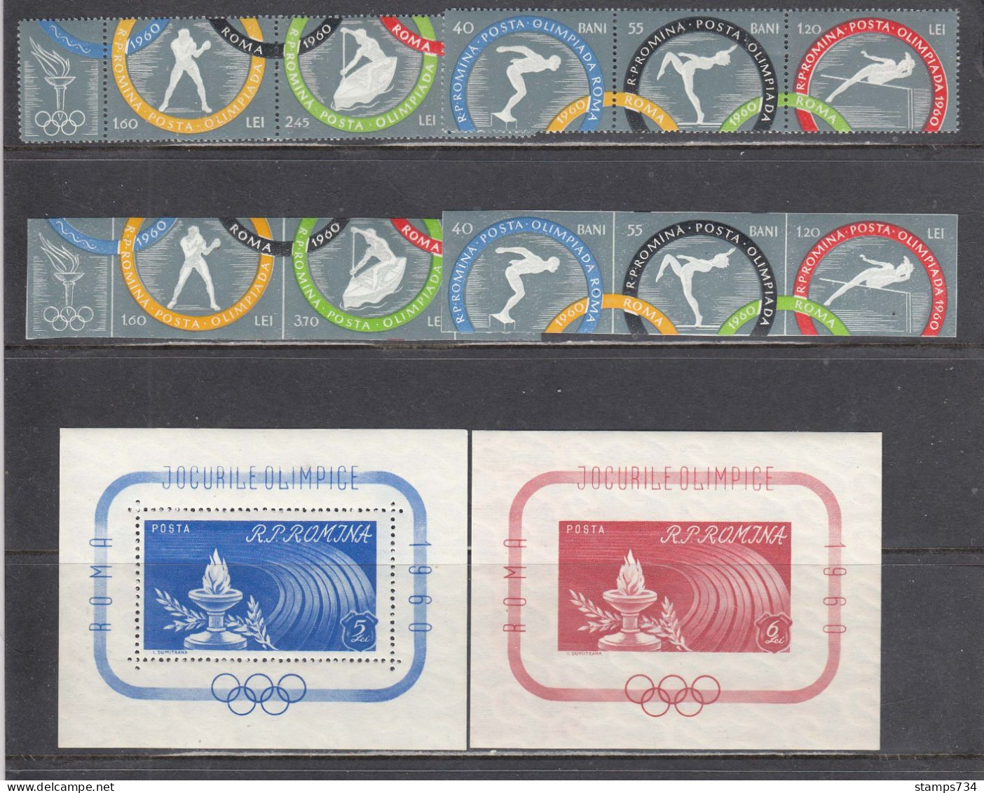 Romania 1960 - Olympic Games, Roma, Mi-Nr. 1853/57 A+B + Bl. 46/47, MNH** - Ongebruikt