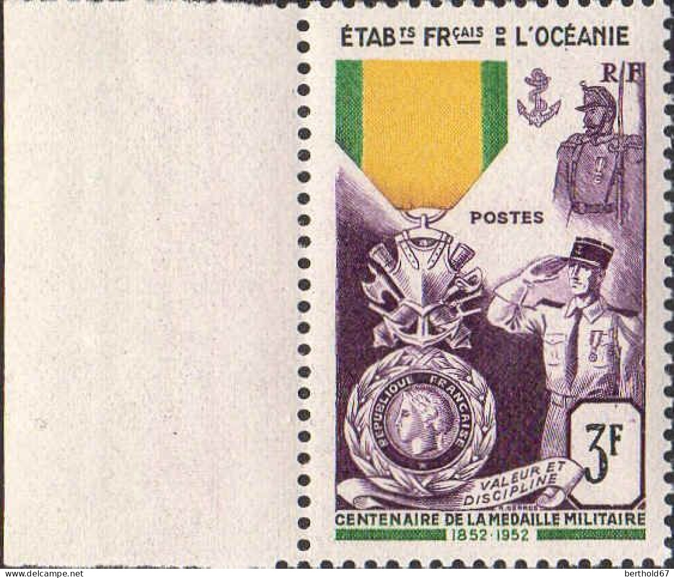 Océanie Poste N** Yv:202 Mi:237 Centenaire De La Médaille Militaire Bord De Feuille - Unused Stamps