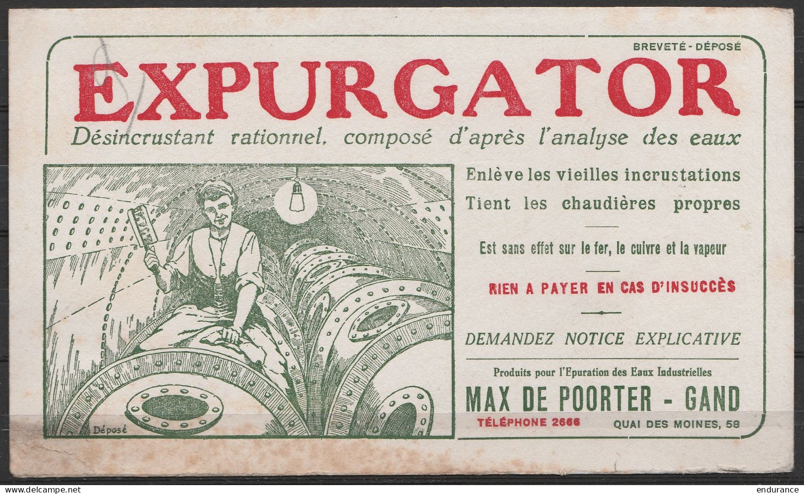 Carte-pub EXPURGATOR Affr. PREO Houyoux 3c GENT/1924/GAND Pour Verreries Et Gobleteries Nouvelles à MANAGE - Sobreimpresos 1922-31 (Houyoux)