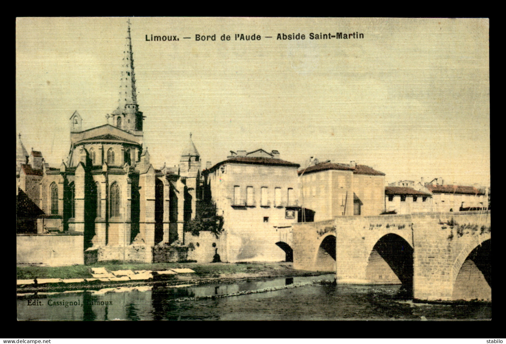 11 - LIMOUX - ABSIDE ST-MARTIN - CARTE TOILEE ET COLORISEE - Limoux