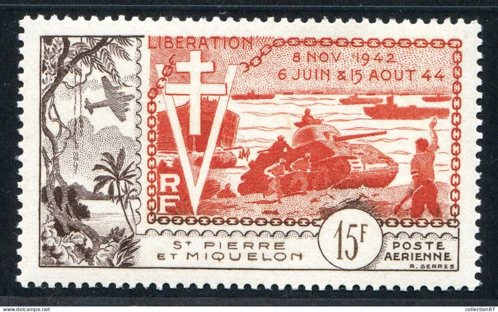 REF 086 > SAINT PIERRE Et MIQUELON < PA N° 22 * * < Neuf Luxe Voir Dos - MNH * * < SPM Poste Aérienne - Char Tank - Nuevos