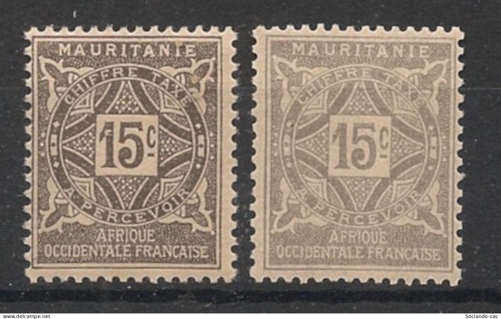 MAURITANIE - 1914 - Taxe TT N°YT. 19 - 15c Gris - 2 Nuances - Neuf Luxe ** / MNH / Postfrisch - Ongebruikt