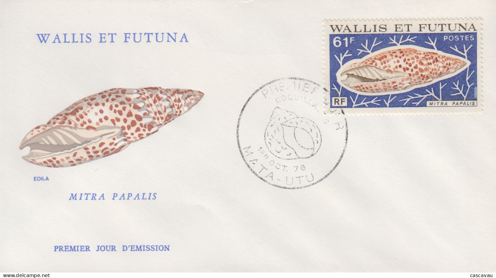 Enveloppe  FDC  1er  Jour   WALLIS  ET  FUTUNA    Coquillages   1976 - Conchas