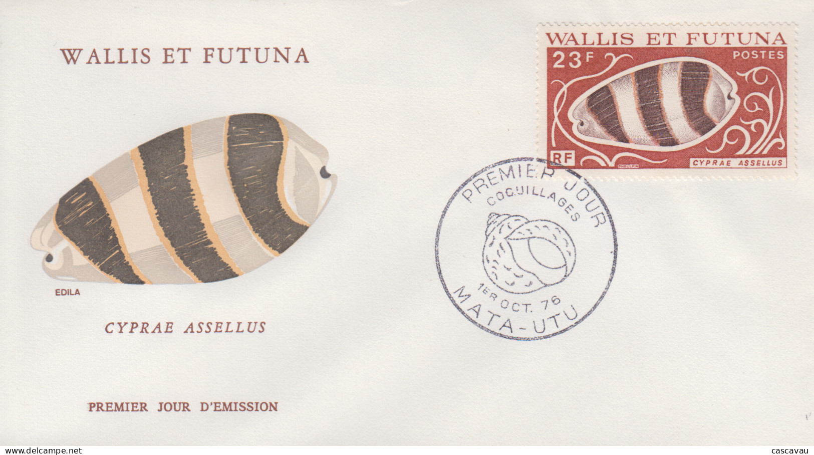 Enveloppe  FDC  1er  Jour   WALLIS  ET  FUTUNA    Coquillages   1976 - Conchas