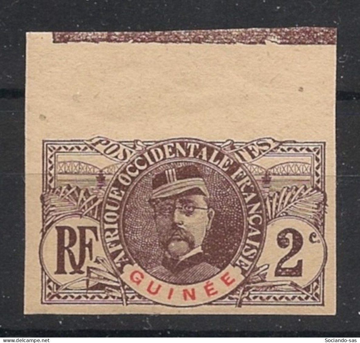 GUINEE - 1906 - N°YT 34a - Fadherbe 2c Brun - VARIETE Non Dentelé / Imperf. - Signé BRUN - Neuf Luxe ** / MNH - Nuevos