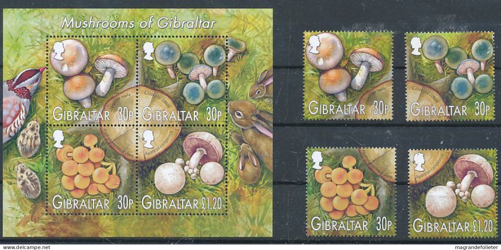 TIMBRE  ZEGEL STAMP GIBRALTAR THÊME CHAMPIGNON MUSHROOM 1055-58 + BF  XX - Gibraltar