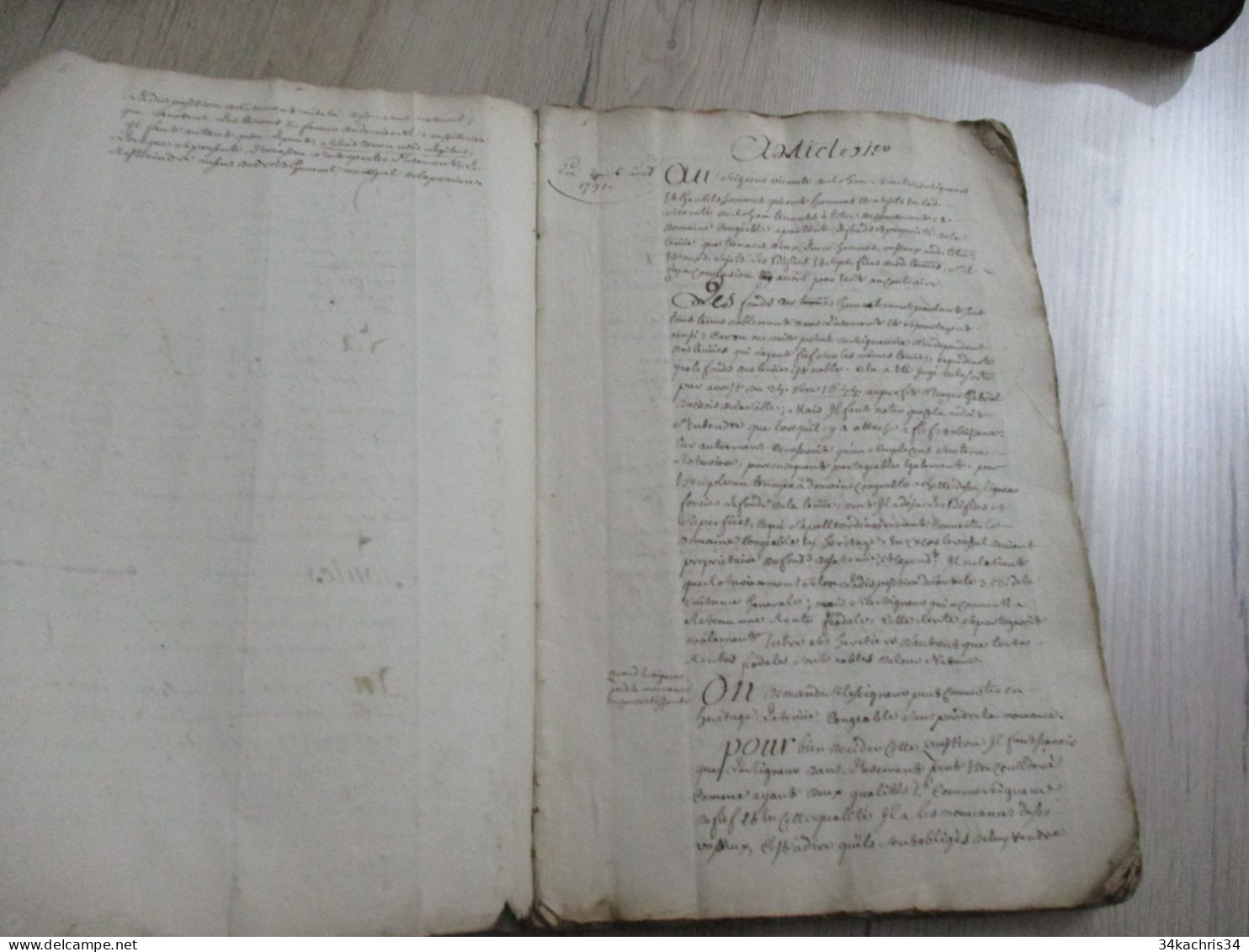 Manuscrit Original Bretagne Droit Avec Commentaires .Commentaires Sur L'Usement De Rohan XVIIIème Pièce Inédite  Unique - Manuscrits