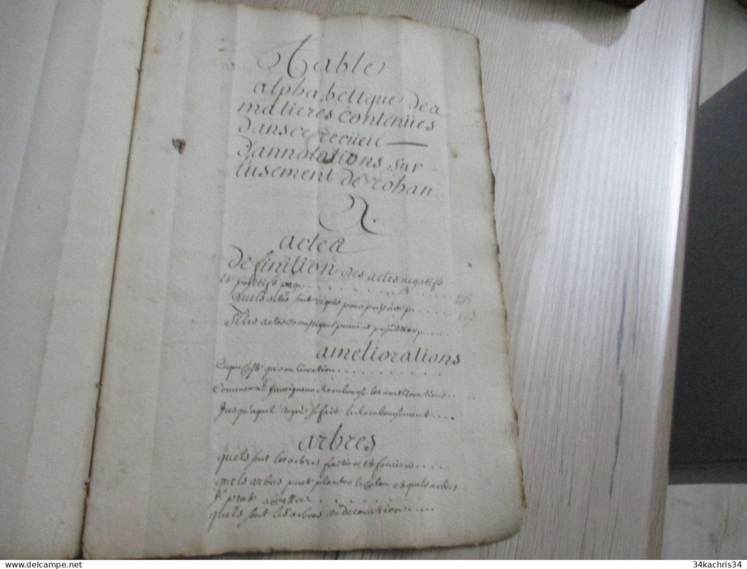 manuscrit original Bretagne Droit avec commentaires .Commentaires sur l'Usement de Rohan XVIIIème pièce inédite  unique