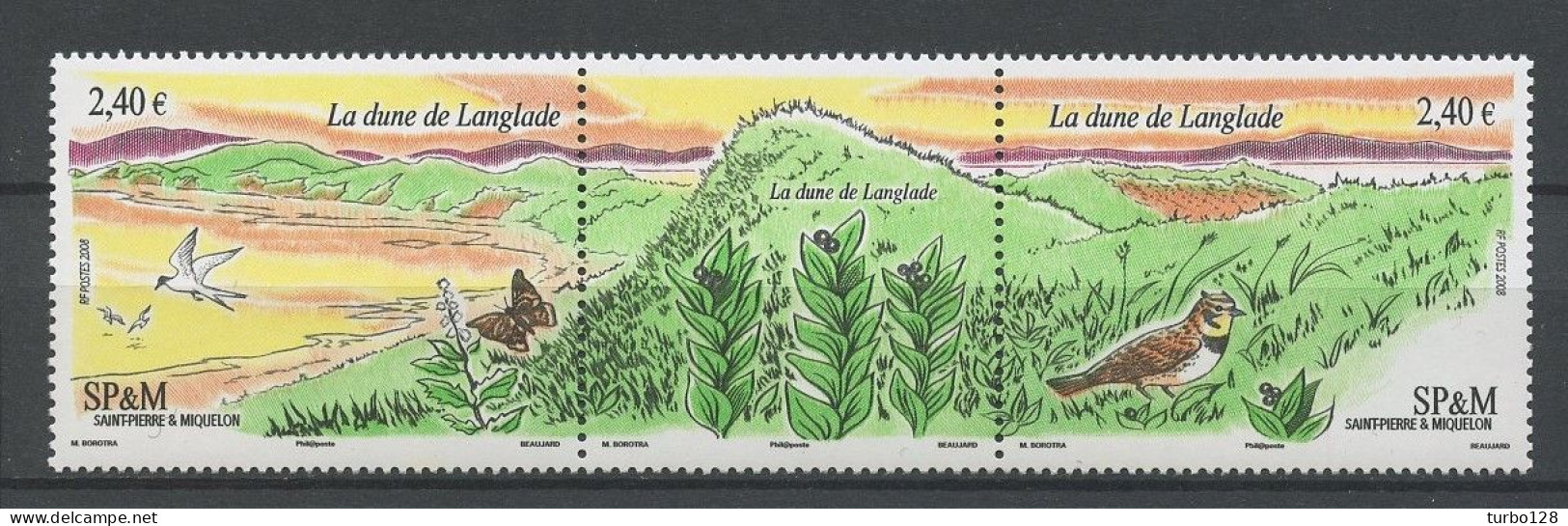 SPM MIQUELON 2008 N° 914/915 ** Neufs MNH Superbe C 19,20 € Oiseaux Mouette Papillons Birds Butterflies Dune De Langlade - Unused Stamps