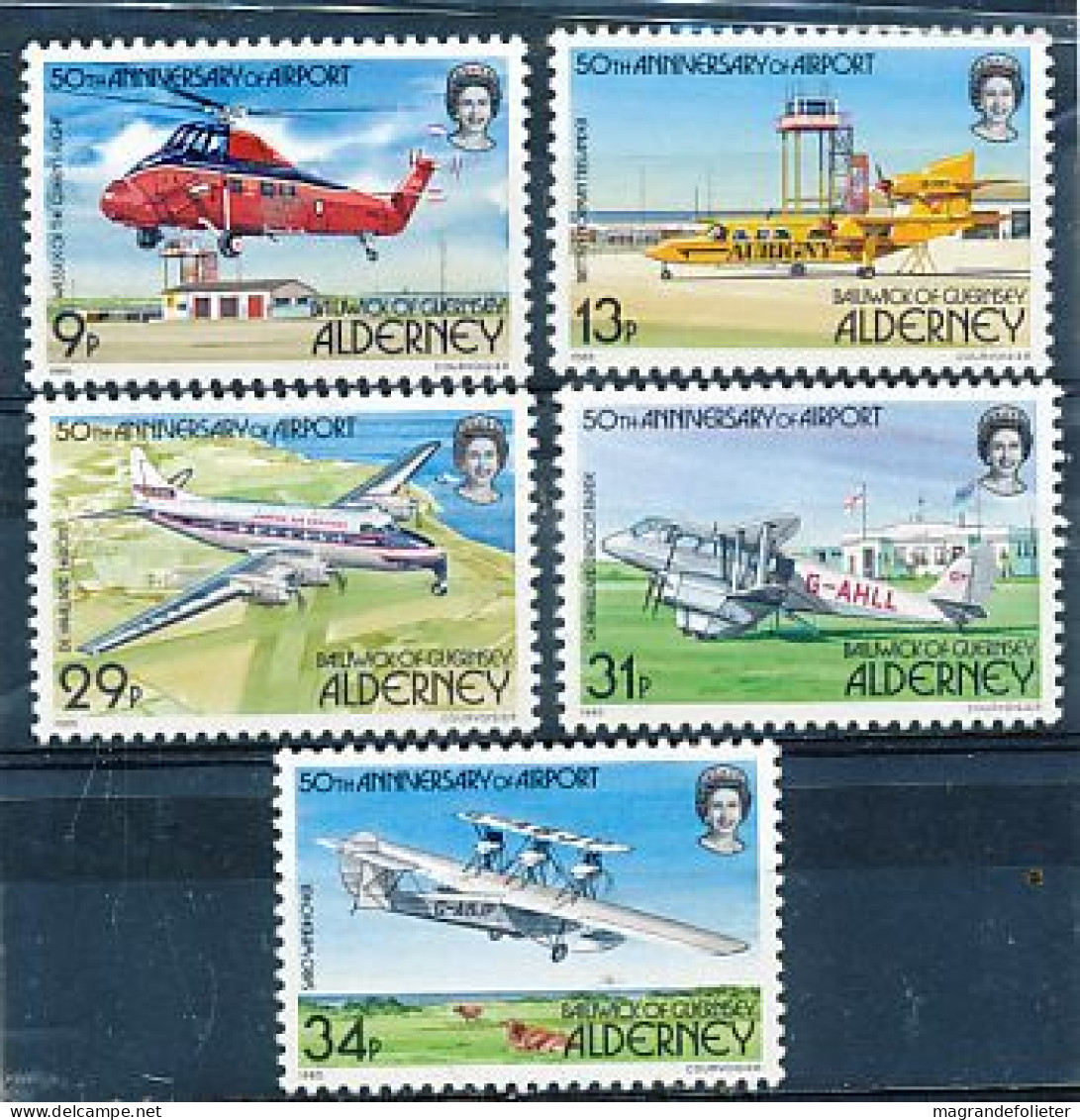 TIMBRE  ZEGEL STAMP ALDERNEY AVION AVIATION HELICOPTERE 18-22  XX - Alderney