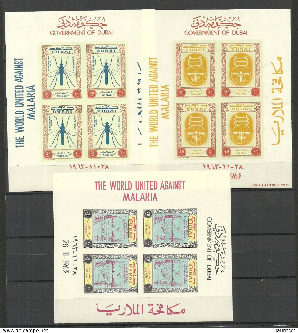 DUBAI 1963 S/S Michel Block 5 - 7 MNH Malaria World Against Malarie Health - Enfermedades