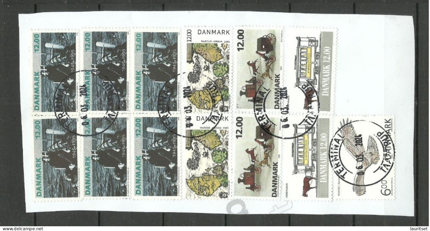 Denmark Briefstück O 2024 Taastrup = Cover Out Cut With 13 Stamps - Eule Owl Postkutsche Boat Map Etc. 150 DKR - Gebruikt