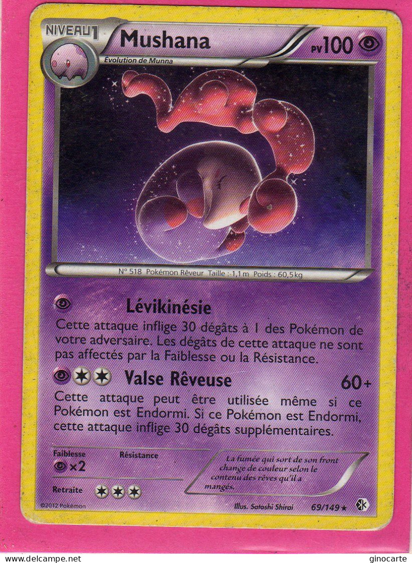 Carte Pokemon Francaise 2012 Noir Et Blanc Frontieres Franchies 69/149 Mushana 100pv Occasion - Black & White