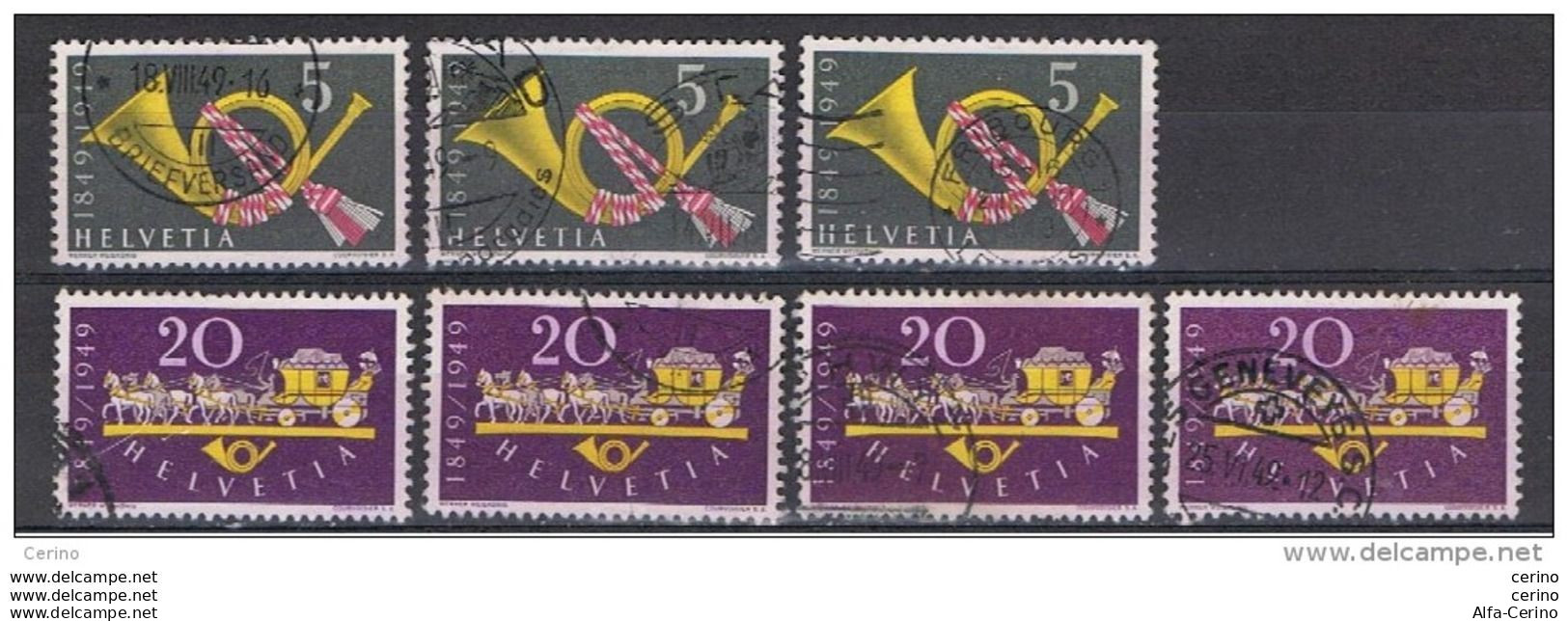 SVIZZERA:  1949  ANNIVERSARIO  DELLE  POSTE  -  7  VAL. US. -  YV/TELL. 471 + 472 - Oblitérés