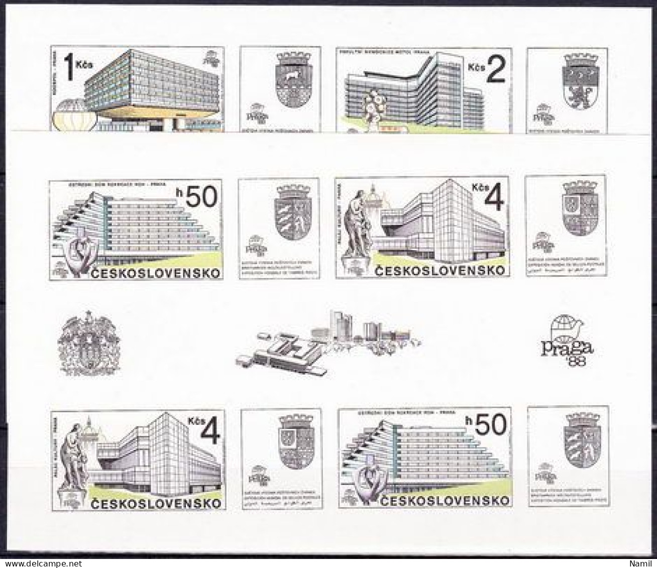 ** Tchécoslovaquie 1988 Mi 2966-9 - Bl.85-6 (Yv BF 79-80), (MNH)** - Neufs