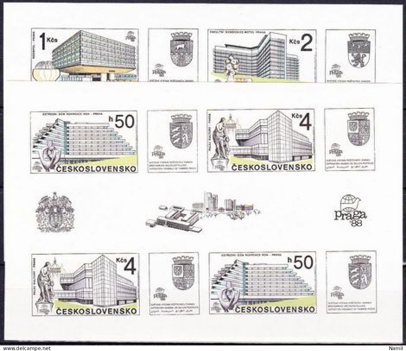 ** Tchécoslovaquie 1988 Mi 2966-9 - Bl.85-6 (Yv BF 79-80), (MNH)** - Unused Stamps