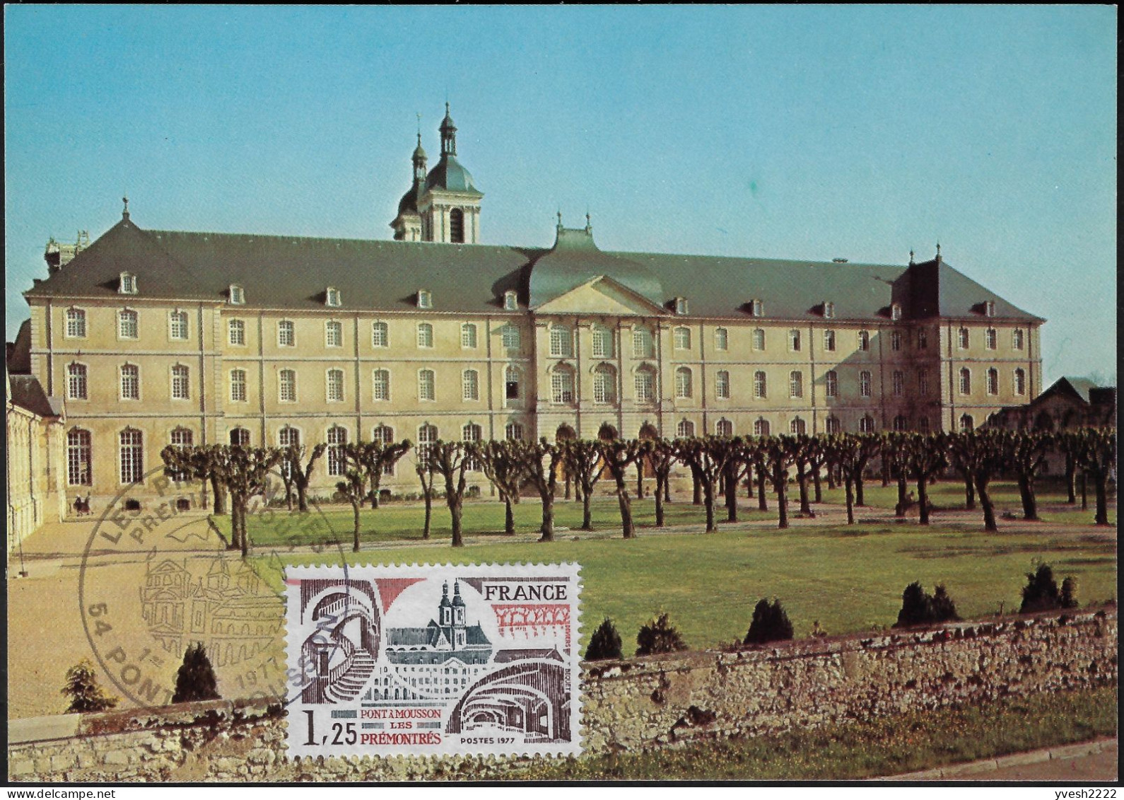 France 1977 Y&T 1947 Sur 2 Cartes Maxima. Ancienne Abbaye Des Prémontrés, Pont-à-Mousson - Klöster