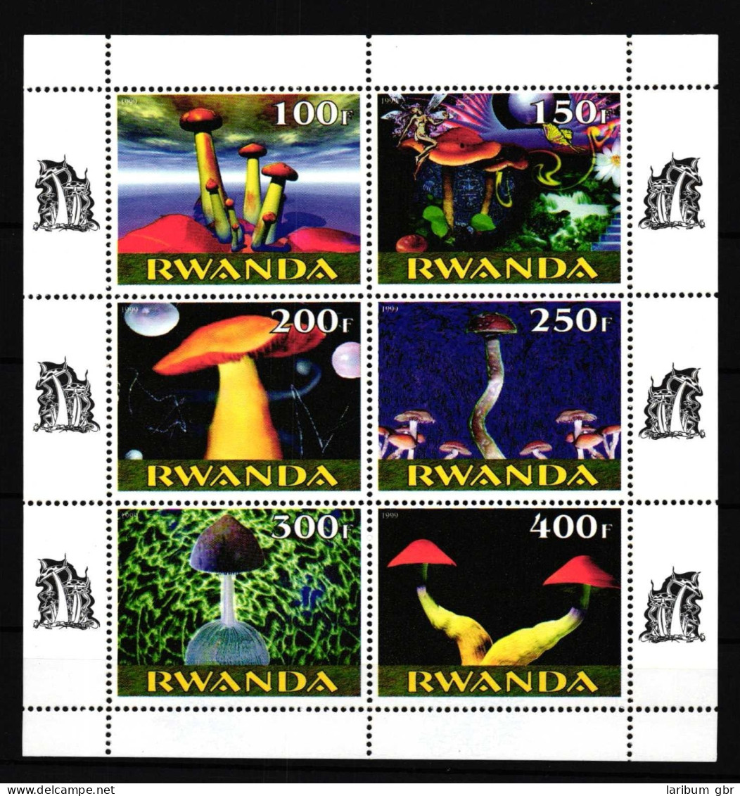 Ruanda Postfrisch Vignettenkleinbogen Aus 1999 / Pilze #HP022 - Other & Unclassified