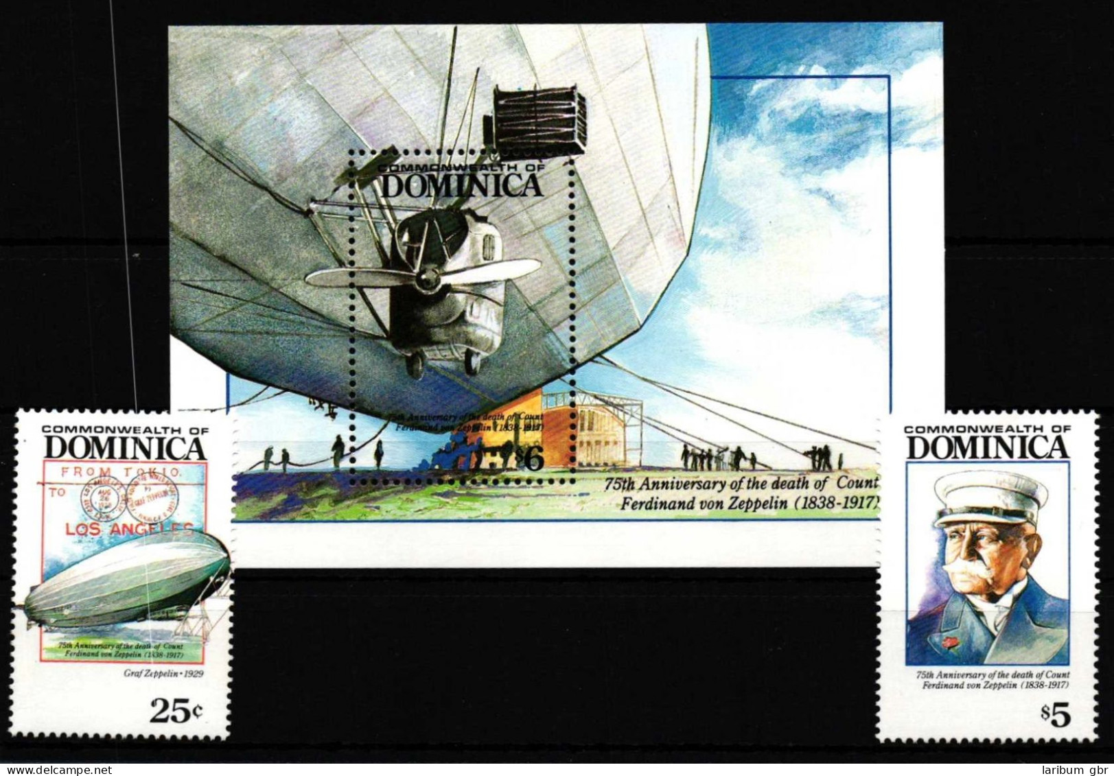 Dominica 1624 Und 1625 Und Block 224 Postfrisch Zeppelin #HP093 - Dominica (1978-...)