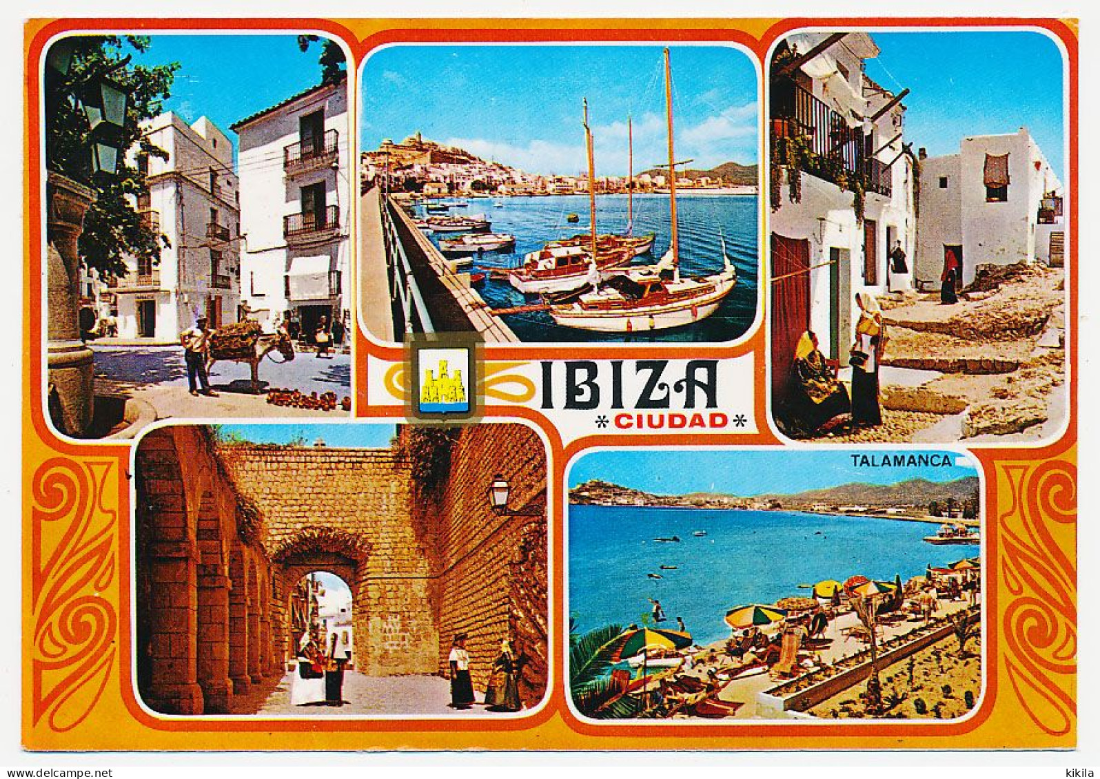 CPSM / CPM 10.5 X 15 Espagne (249) IBIZA Isla Blanca  Rue âne Port   Ruine  Plage - Ibiza