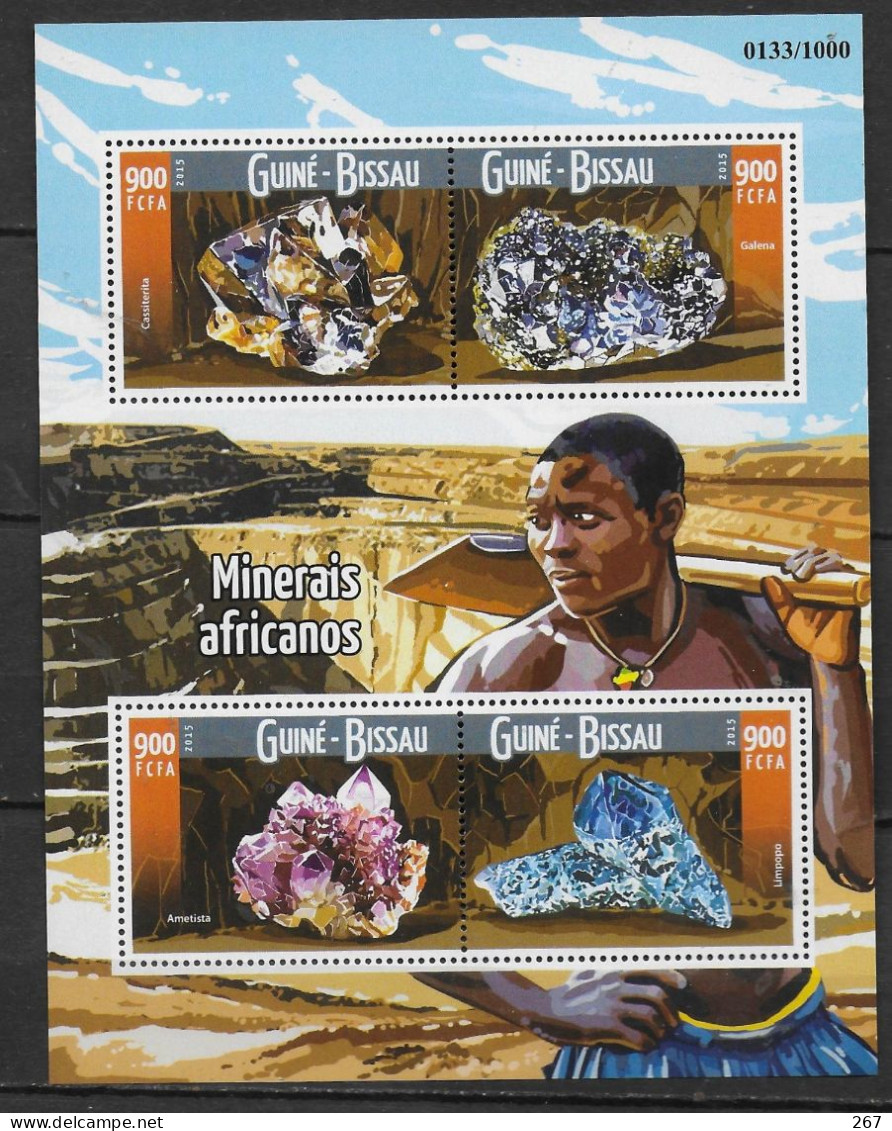 GUINEE BISSAU  Feuillet  N° 5720/23 * *  ( Cote 21e ) Mineraux - Minéraux