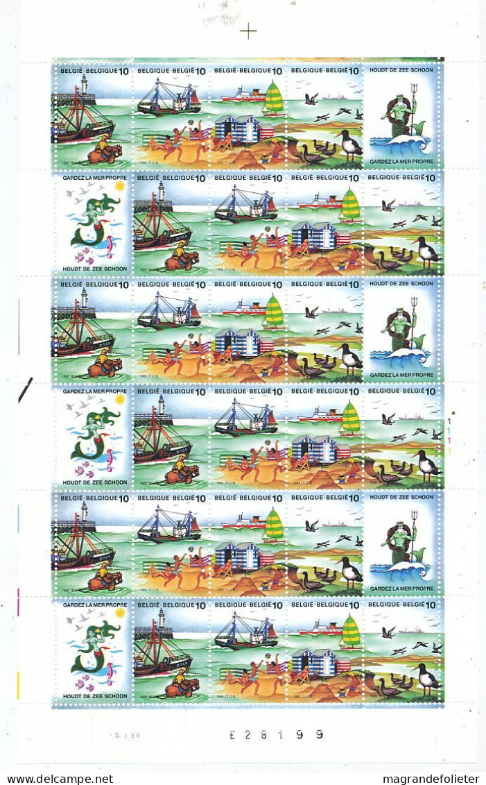 TIMBRE  ZEGEL STAMP BELGIQUE PLANCHE 6 X GARDEZ LA MER PROPRE 2273-76 XX - Ohne Zuordnung