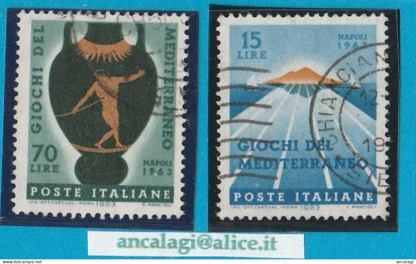 USATI ITALIA 1963 - Ref.0176C "GIOCHI DEL MEDITERRANEO" Serie Di 2 Val. Da L. 15 E 70 - - 1961-70: Used