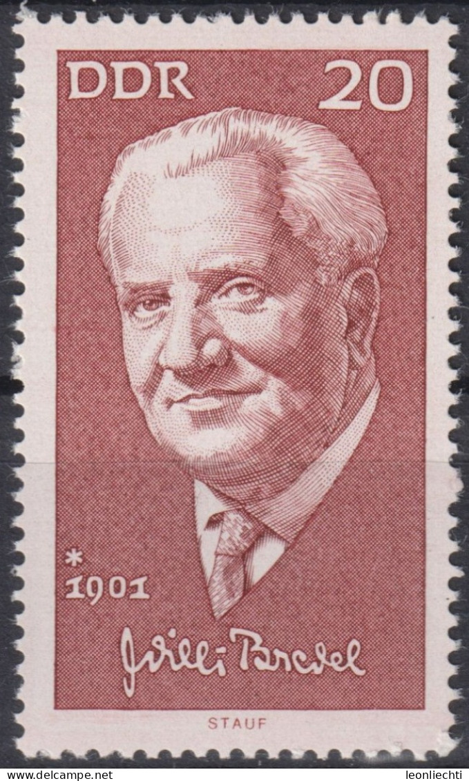 1971 DDR ** Mi:DD 1647, Sn:DD 1273, Yt:DD 1340, Sg:DD E1370, Willi Bredel (1901-1964) - Unused Stamps