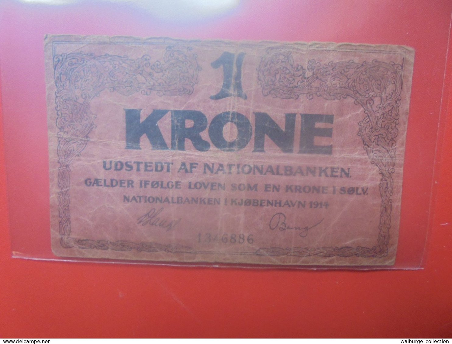 DANEMARK 1 KRONE 1914 (7 Chiffres) Circuler (B.33) - Dänemark