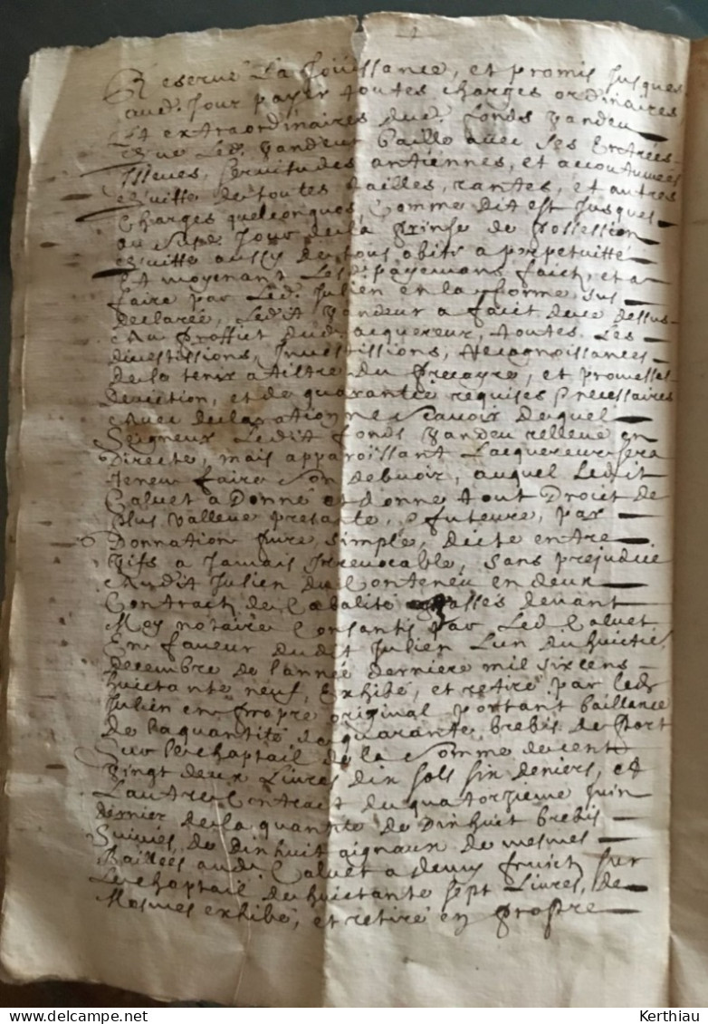 RARE - Document notarié avec deux cachets GBN de Montauban 1690 (sous Louis XIV)