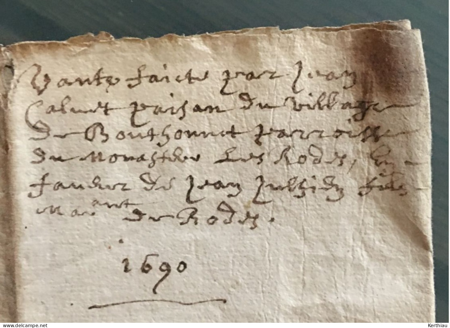 RARE - Document notarié avec deux cachets GBN de Montauban 1690 (sous Louis XIV)