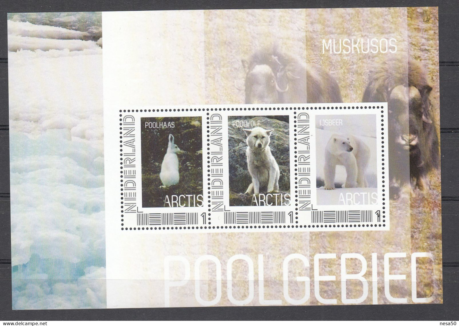 Nederland Persoonlijke Zegel: Poolgebied, Poolhaas, Poolwolf, Ijsbeer, Arctic Hare, Arctic Wolf, Polar Bear, - Unused Stamps