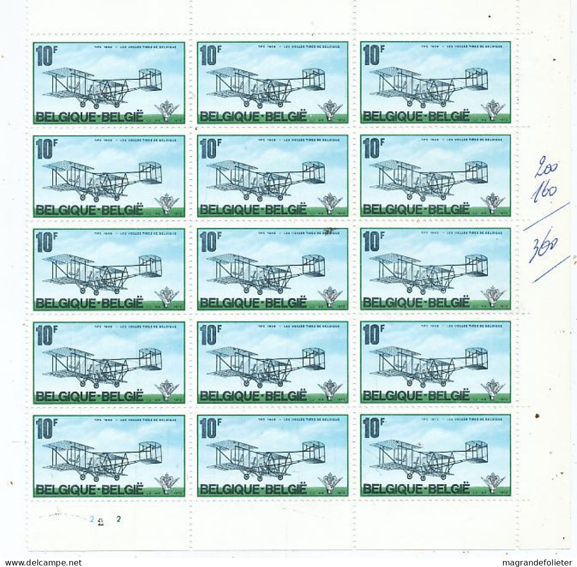 TIMBRE  ZEGEL STAMP BELGIQUE PLANCHE 15 X LE No 1676 LES VIEILLES TIGES  XX - Non Classés