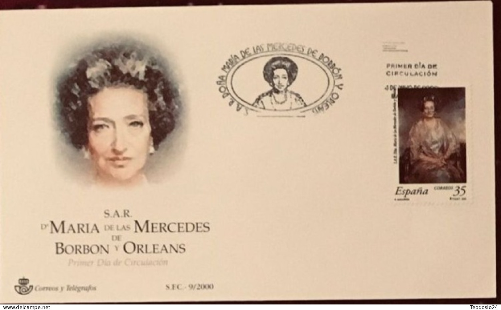 FDC  2000.- MARIA DE LAS MERCEDES - FDC