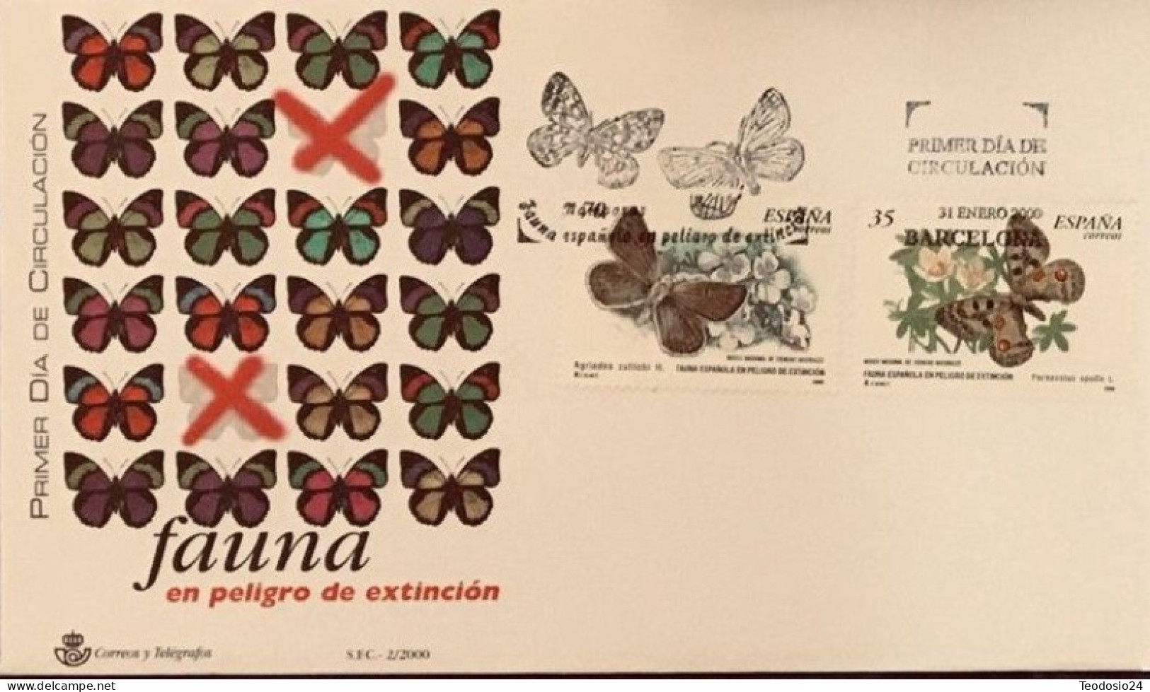 FDC  2000.- MARIPOSAS - FDC