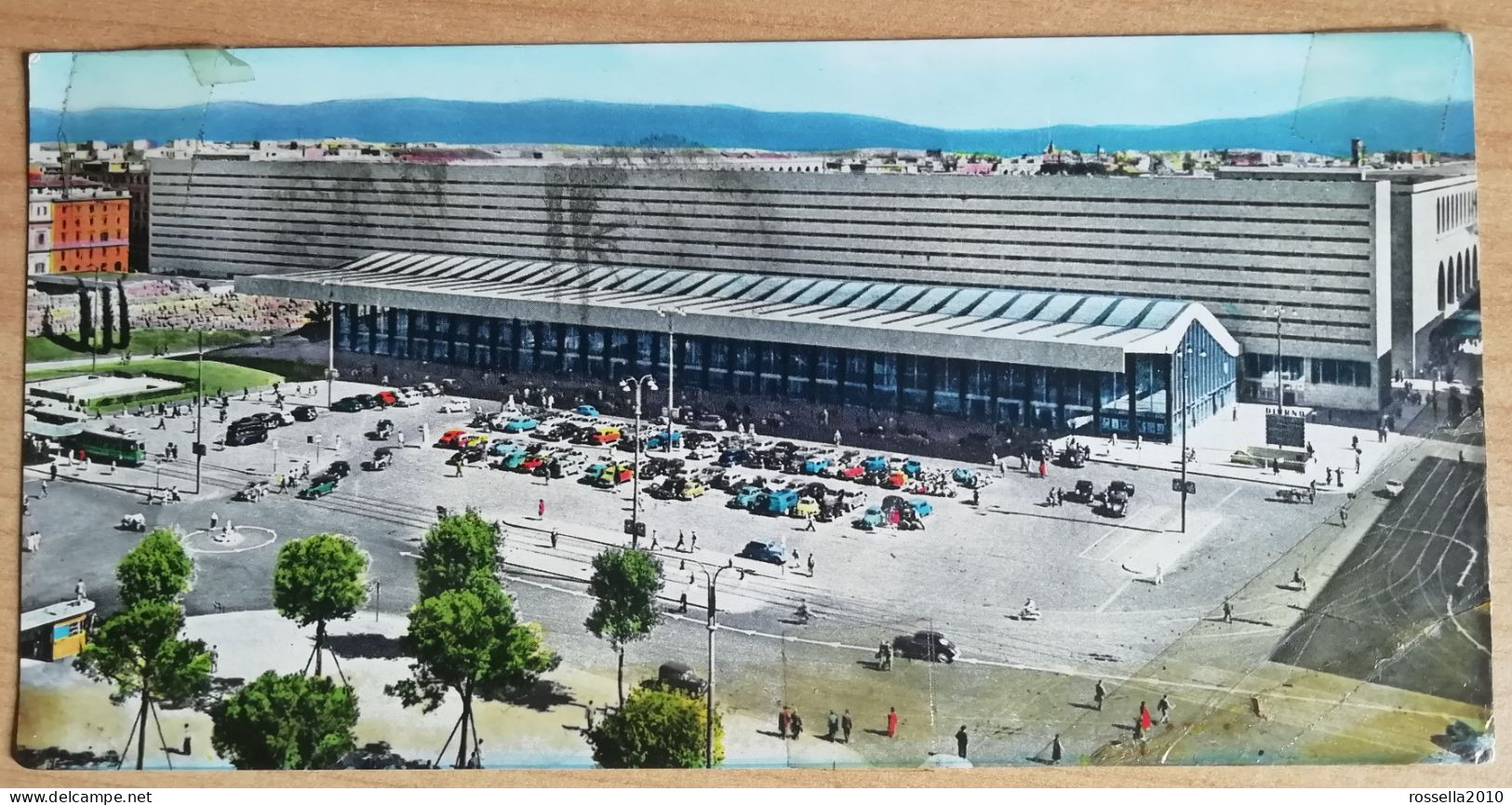 CARTOLINA FORMATO SEGNALIBRO MIGNON AUTOMOBILI ITALIA ROMA STAZIONE TERMINI 1963 ITALY POSTCARD - Stazione Termini