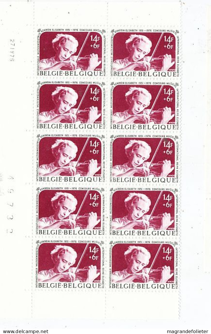 TIMBRE  ZEGEL STAMP BELGIQUE PLANCHE  10 X LE No 1804 CONCOURS REINE ELISABETH  XX - Non Classificati