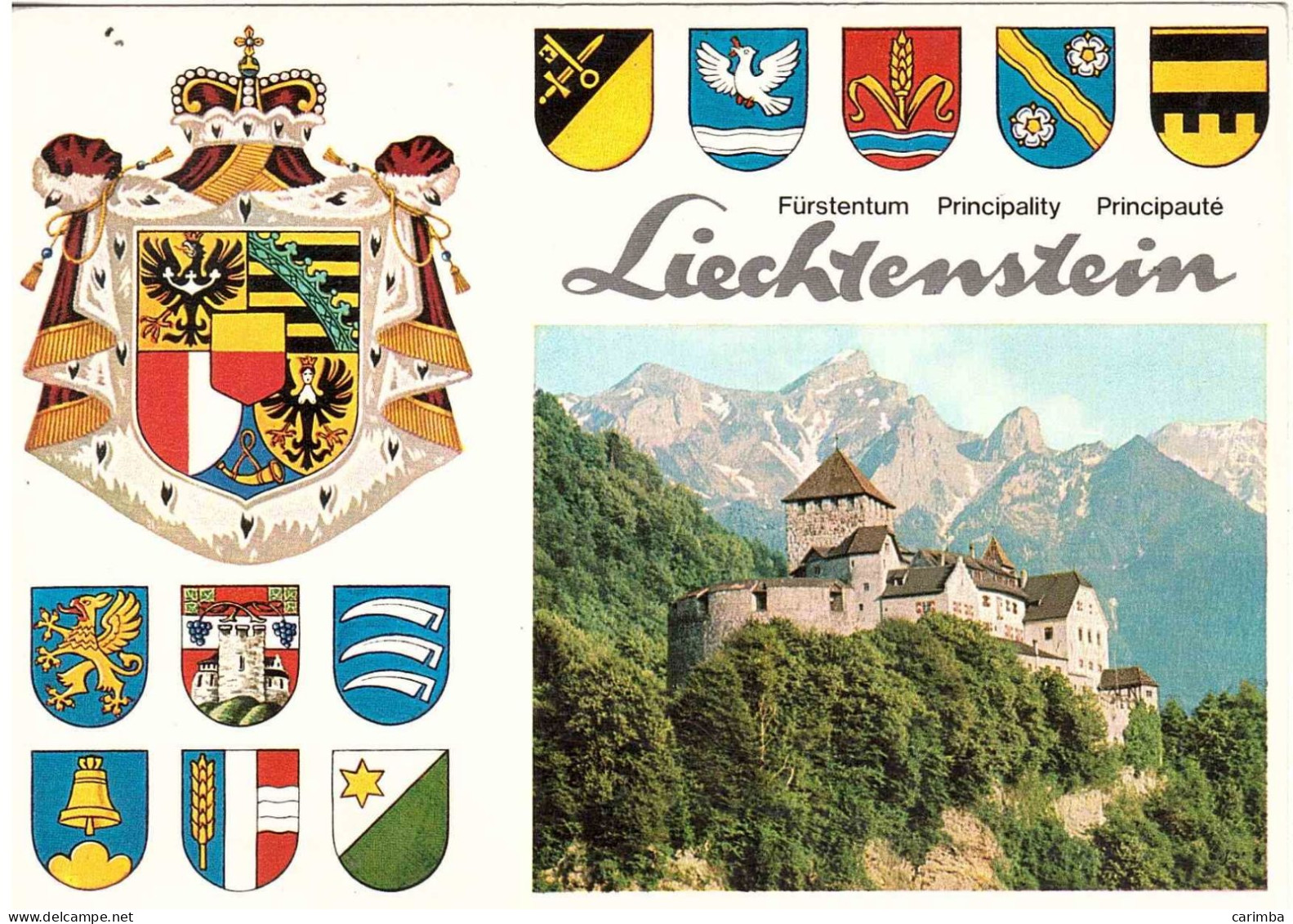 CARTOLINA PER ITALIA CON ANNULLO TARGHETTA LIECHTENSTEIN - Liechtenstein