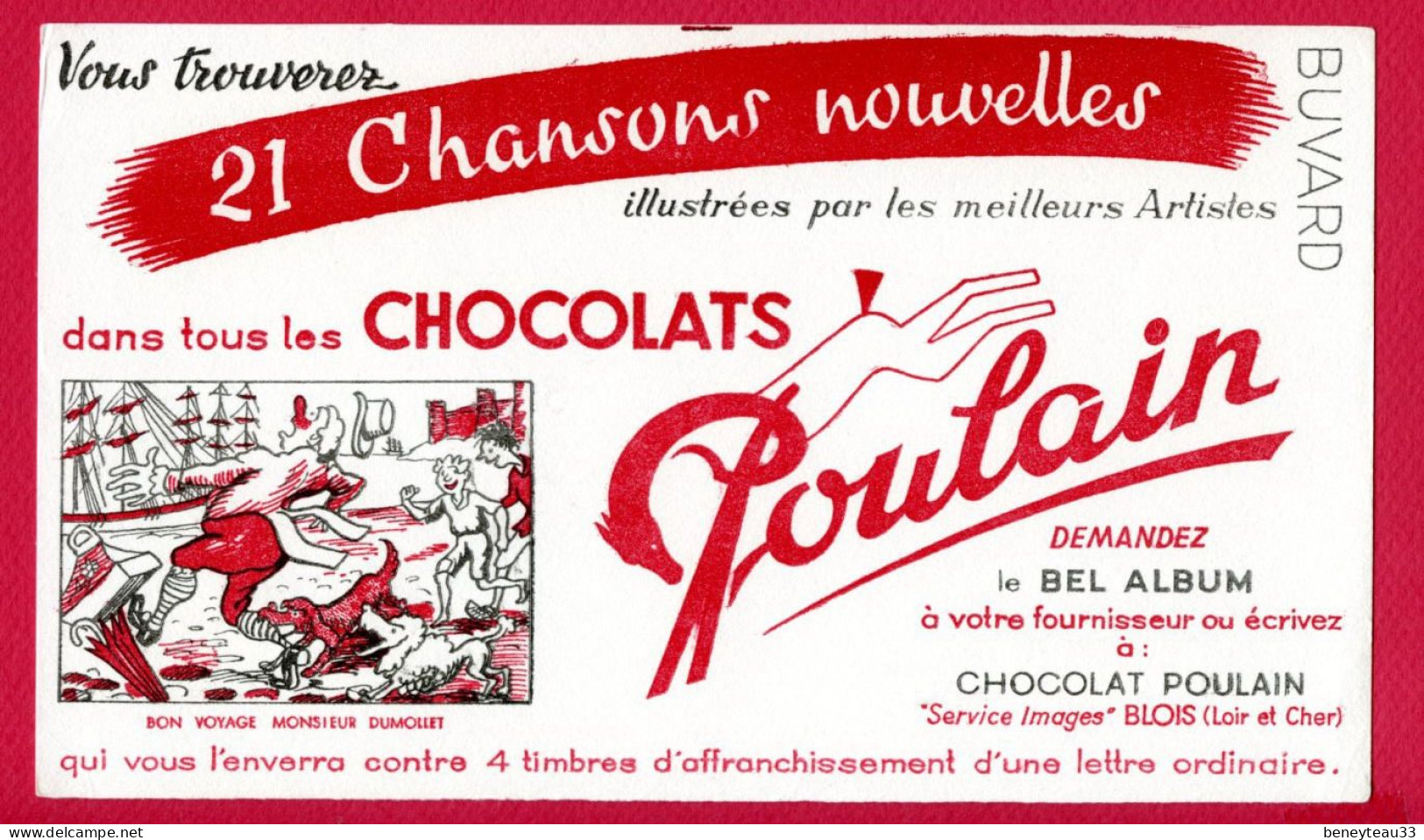 BUVARDS (Réf : BUV 040) CHOCOLATS POULAIN (21 Chansons Nouvelles) - Chocolade En Cacao