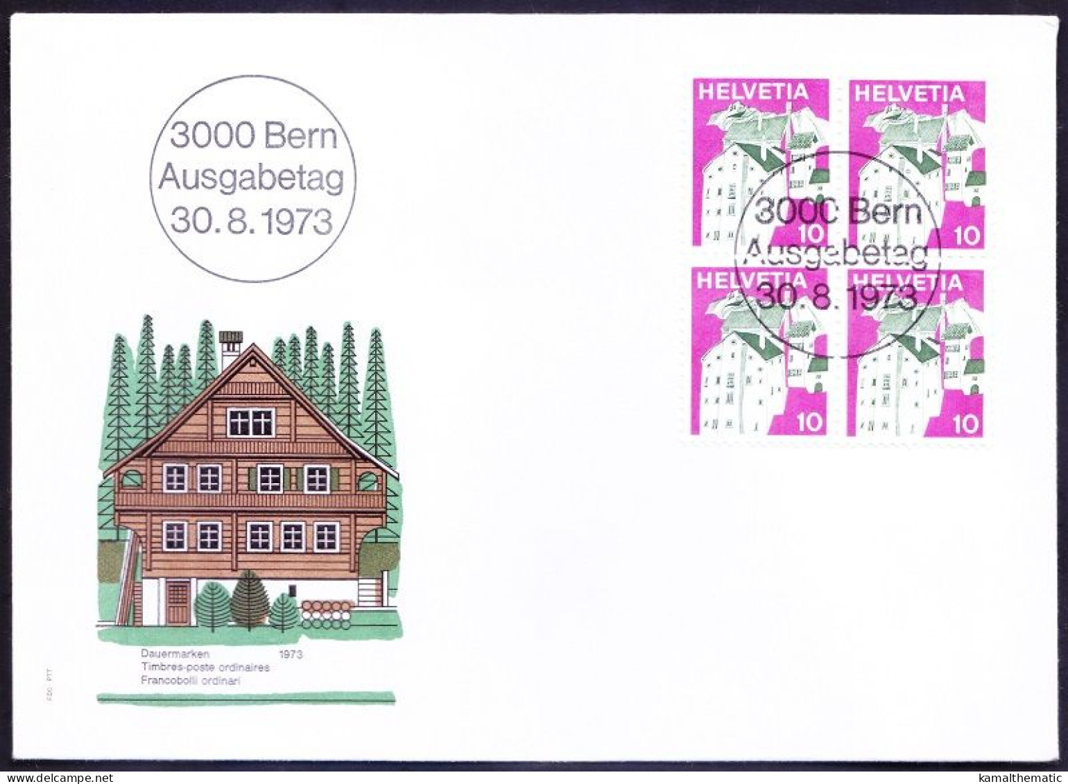 Switzerland 1973 FDC Blk, Architecture, Landscapes In Graubunden Canton - Denkmäler