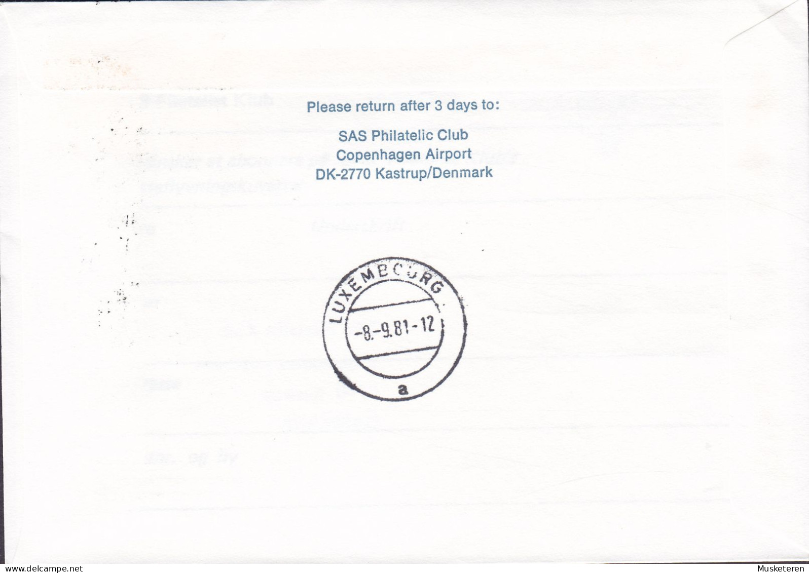 Denmark First SAS Grumann Gulfstream Flight COPENHAGEN-LUXEMBOURG 1981 Cover Brief Lettre RETOUR Non Réclamé - Briefe U. Dokumente