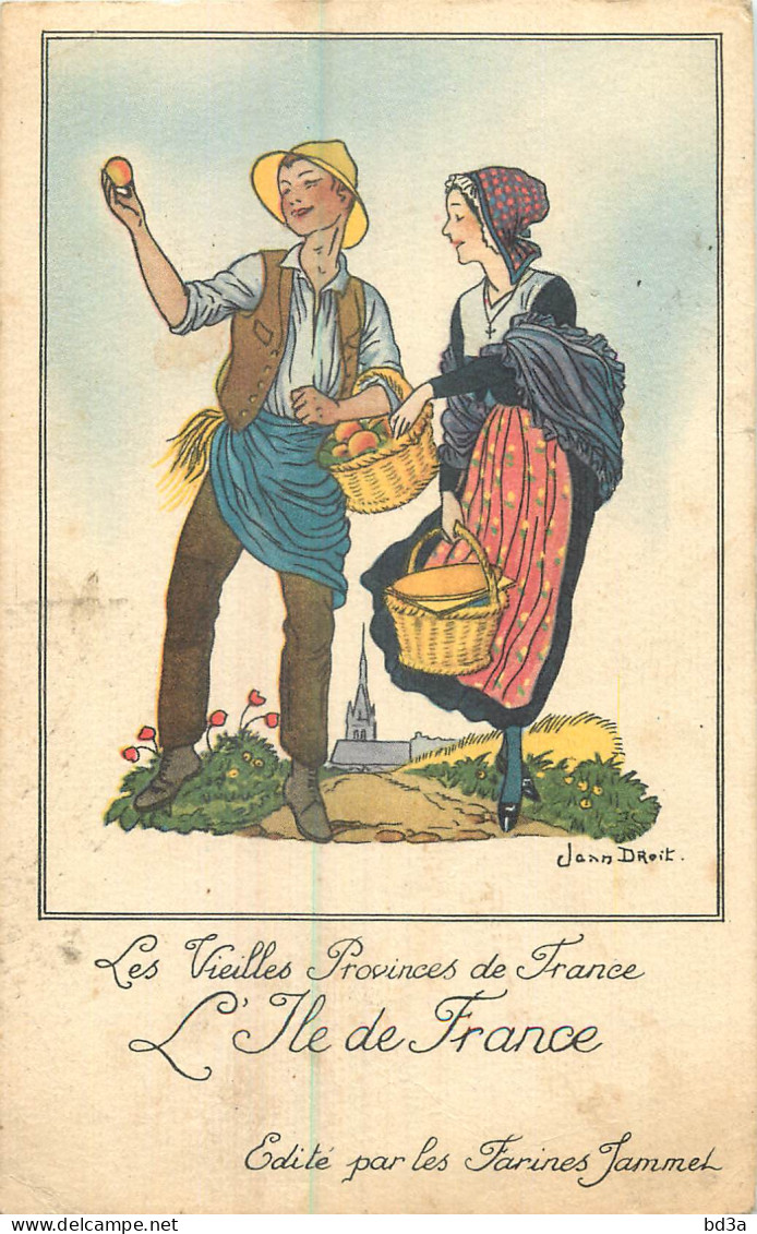 ILLUSTRATION JEAN DROIT - COUPLE - L'ILE DE FRANCE - LES VIEILLES PROVINCES DE FRANCE  - Droit