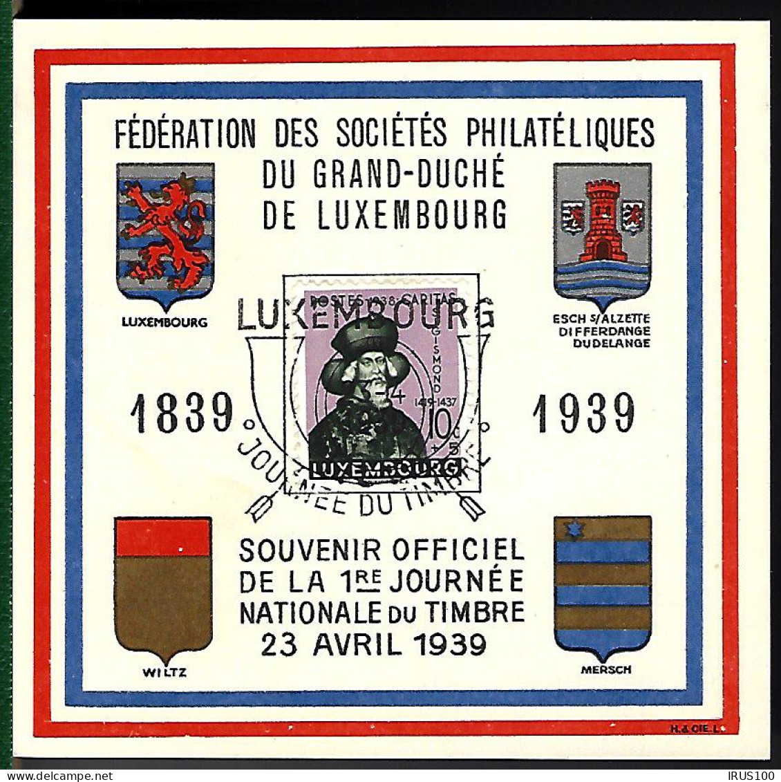 FÊTE DU TIMBRE - 1939 - LUXEMBOURG - Tarjetas Conmemorativas
