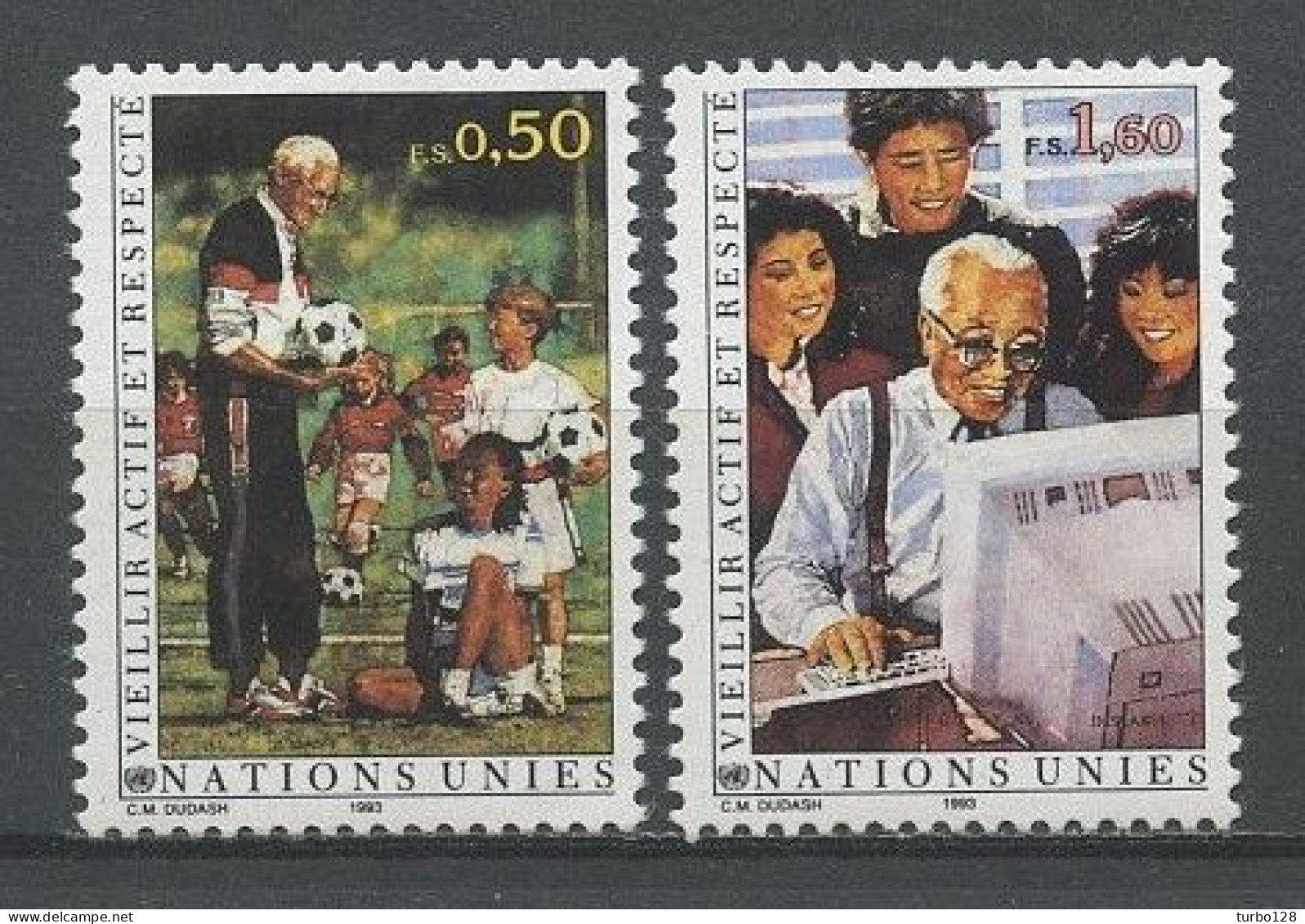 N.U. GENEVE 1993 N° 241/242 ** Neufs MNH  Superbes C 4.50 € Vieillir Actif Et Respecté Papy Football Informatique - Nuovi